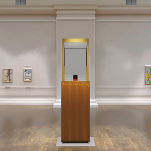 Vitrine de présentation de bijoux et de montres en bois de luxe sur mesure XINYI, éclairage LED, finition dorée, design écologique pour la vente au détail et les musées - Product Image 5