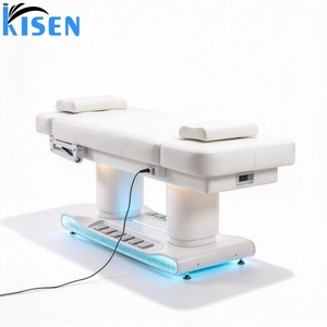 Cama de Belleza Eléctrica Reclinable de Lujo KISEN con 4 Motores, Calefacción, Luz LED y Base de Madera para Tratamientos Faciales, de Pestañas y Masajes - Product Image 4