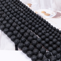 Chaîne de perles en pierre de lave naturelle poreuse, pierre volcanique mate non polie pour bracelet et collier DIY, vente en gros