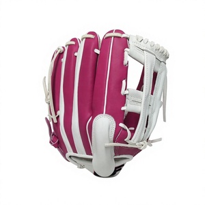 WARPRO INDUSTRY Adult Left-Handed <b>Throw</b> Baseball Glove Black <b>White</b> Stitching Red Accents Full Finger H Web Design Durable - Product Image 1