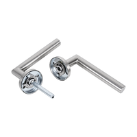 Poignée de porte en acier inoxydable brossé, tube droit, forme coudée, pour porte de chambre, vente en gros