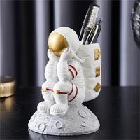 Porte-stylo de bureau en résine personnalisé, support de téléphone en résine, statue d'astronaute, ornements, décoration de table à domicile