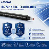 Cable de Energía Solar Fotovoltaica LIFENG para EN50618 IEC62930 H1Z2Z2-K, Cobre Estañado 1x4mm2 1x6mm2 XLPO LSZH 1500V DC, IP67