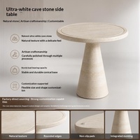 Table d'appoint ronde en pierre blanche écologique, style cave, de luxe, pour salon, chambre, table basse, projet villa, Émirats arabes unis