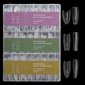 240 unidades/caja Moldes de extensión de uñas de plástico de doble capa, ovalados, largos y cónicos, <span class=keywords><strong>para</strong></span> extensión rápida tipo sándwich - Product Image 1