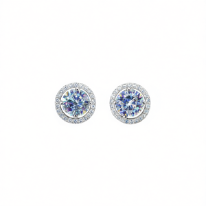 Orecchini in oro bianco con diamanti taglio brillante rotondo colore D naturali certificati GIA, gioielli classici da sposa per donna - Product Image 1