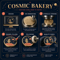 Pièce commémorative 3D en relief personnalisée en gros, série Cosmic Bakery, pièce de défi souvenir spatiale, cadeau OEM ODM d'usine