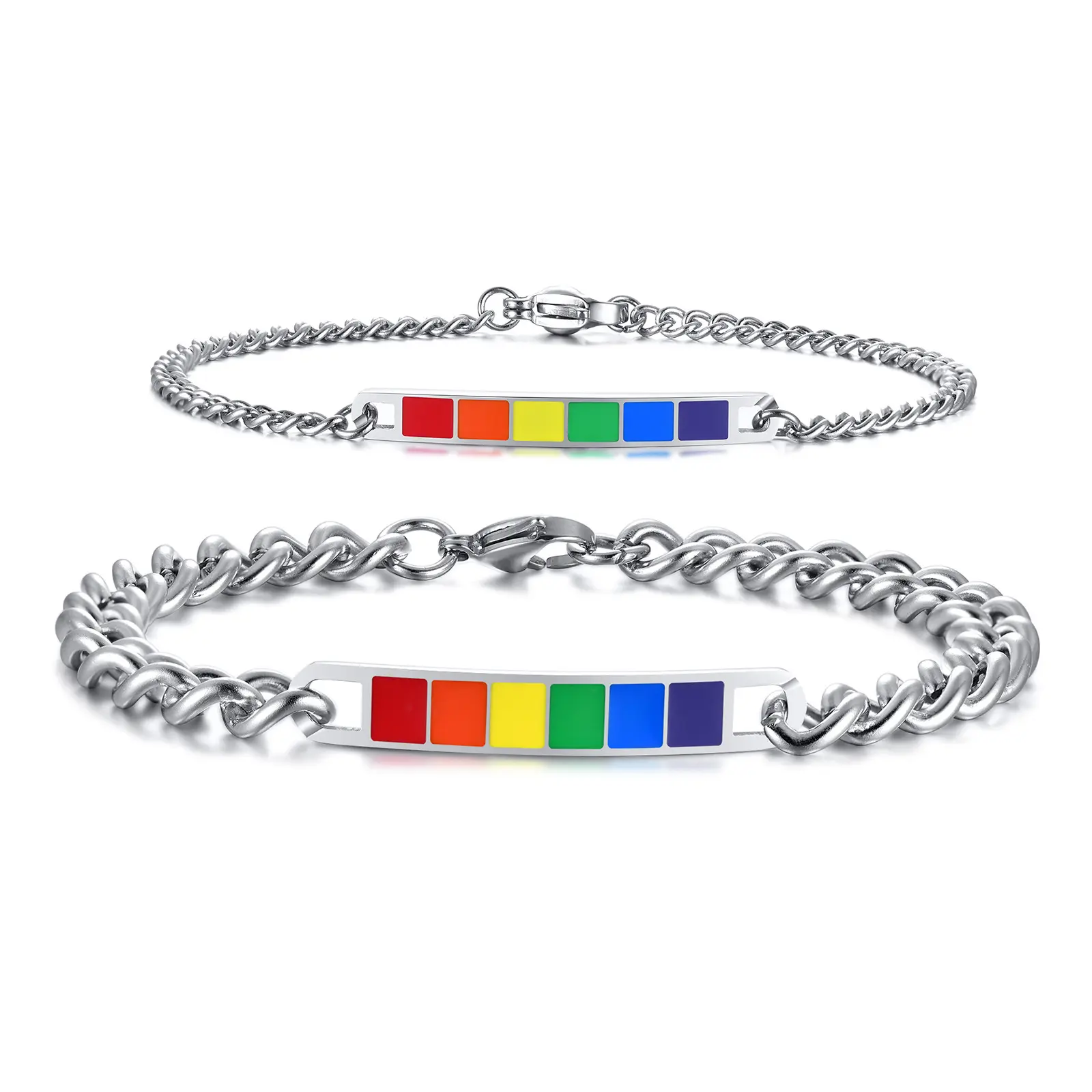 Bracelets religieux arc-en-ciel pour couple Gay, chaîne à breloque cubaine, bijoux en acier inoxydable 316l