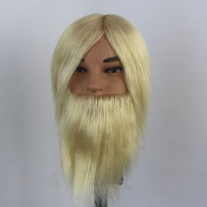 Tête de formation de vrais cheveux humains blonds avec barbe moustache cheveux naturels <span class=keywords><strong>homme</strong></span> tête de Mannequin d'entraînement - Product Image 6