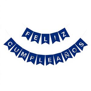 Party Love - Juego de Decoración de Fiesta con Guirnalda de Letras de Feliz Cumpleaños, 16 Piezas, 4 Metros, Azul y Plateado, Modelo 44272 - Product Image 1