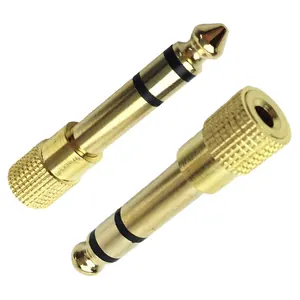 镀金6.5毫米1/4 "公插头至3.5毫米1/8" 母插孔立体声耳机音频转换器适配器