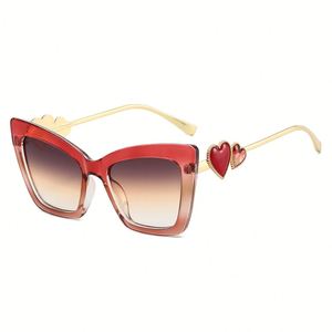 Lunettes de soleil œil de chat à monture large en métal avec logo personnalisé, protection UV400, pour femme, collection 2025 - Product Image 2