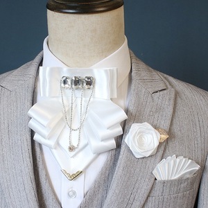 Conjunto de 3 piezas: <span class=keywords><strong>Corbata</strong></span> de Moño, Corsage Floral <span class=keywords><strong>y</strong></span> Pañuelo de Bolsillo con Pedrería Exagerada, Estilo Europeo Americano <span class=keywords><strong>para</strong></span> Caballero - Product Image 3