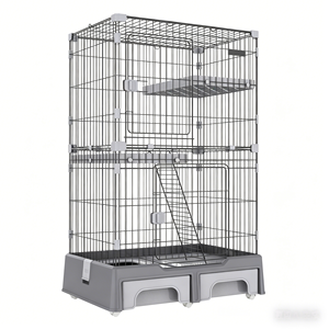 Grande <span class=keywords><strong>cage</strong></span> multifonctionnelle double couche pour chat avec assemblage facile détachable, motif solide, boîte de toilette sécurisée pour animaux de compagnie - Product Image 1