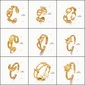 Bagues <span class=keywords><strong>de</strong></span> doigt Bohème en acier inoxydable, motif Étoile <span class=keywords><strong>du</strong></span> <span class=keywords><strong>Nord</strong></span>, dorées métalliques, célestes, ouvertes, ajustables et empilables, pour un cadeau esthétique - Product Image 5