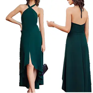 Factory Direct Sale Evening Dress Elegant Vestido High Split Open Back Hollow Dress New Fashion Ladies Dress