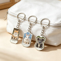 Porte-clés en métal personnalisé avec cadre miniature vintage rectangulaire, logo personnalisé, cadre photo, porte-clés