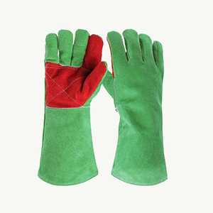 Red Cotton Heat Resistance Safety Gloves 14 Inch Straight Cuff Anti-Heat Abrasion Resistant Fingertips Texture - Product Image 3