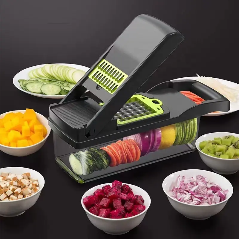 High Quality Gadget 15 in 1 Multifunctional Hand Held Onion Veggie Cutter Fruits Slicer Food Salad Manual Vegetable Chopper