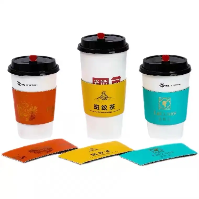 Disposable Die Cut Corrugated Cardboard Paper Cup Sleeve For Coffee/Milktea