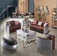 Fauteuil industriel en aluminium pour salon, fauteuil aviateur, canapé individuel