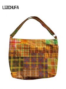 Sac fourre-tout grande capacité en toile pied-de-poule, sacs de shopping en coton à motif géométrique, sac à bandoulière, sac à main pour femme - Product Image 6