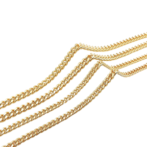 Cadena <span class=keywords><strong>de</strong></span> cobre bañada en oro real con acabado brillante que conserva el color, cadena plana para bricolaje, collar y pulsera hechos a mano - Product Image 1