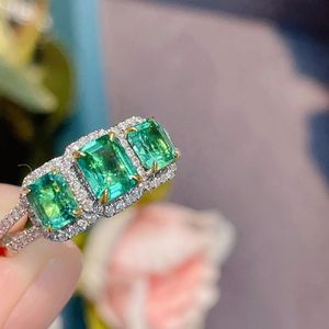 Bague à trois pierres Xinfly Vintage pour anniversaire de mariage, en or 18 carats, avec émeraude naturelle de 1,3 ct sertie clos - Product Image 5