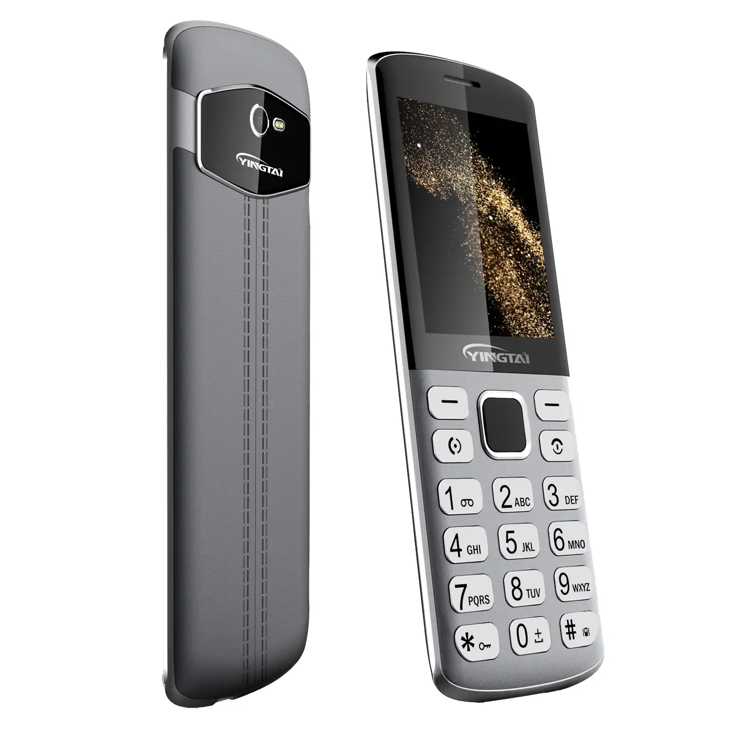 Teléfono Móvil de 2,4 pulgadas con doble sim, móvil con teclado plateado, cuerpo de metal, 2G, gsm, cuatro bandas