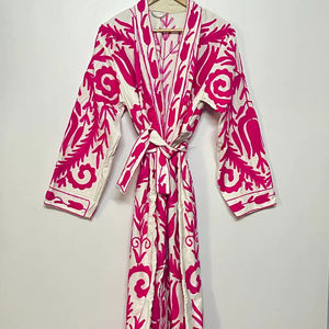 Kimono Largo Suzani Bordado a Mano, Abrigo Cálido de Invierno para Mujer, 100% Algodón, Abrigo Ecológico, Chaqueta, Bata - Product Image 1