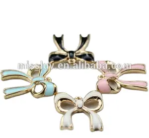 color enameled zinc alloy bow charm DIY metal bow charm for bracelets small metal bow charms jewelry bra underwear accessories