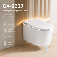 WC intelligent suspendu au mur avec chasse d'eau automatique intégrée pour salle de bain domestique
