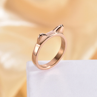 Bijoux simples - bague pour femme en acier inoxydable avec oreilles de chat mignonnes - bague pour l'index - décoration pour la main - en stock