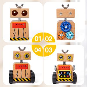 2024 3D <span class=keywords><strong>Robot</strong></span> voiture en bois style arrière engrenage assemblage <span class=keywords><strong>jeu</strong></span> Montessori bricolage cadeaux début jouets éducatifs pour enfants garçons filles - Product Image 2