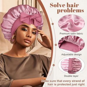 <span class=keywords><strong>Bonnet</strong></span> en satin, <span class=keywords><strong>bonnet</strong></span> en soie pour dormir, <span class=keywords><strong>bonnet</strong></span> de nuit en soie double couche avec bande élastique pour cheveux bouclés - Product Image 4