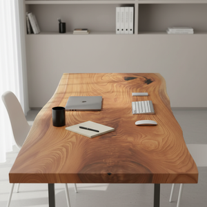 Table de réunion élégante en bois massif à bord naturel, mobilier de bureau contemporain, robuste, écologique, polyvalente, pour hôtel et usage commercial - Product Image 3