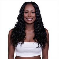 Extensions de cheveux humains vierges brésiliens Deep Wave pour tresses au crochet, pré-séparées, pré-bouclées, style Boho, noires