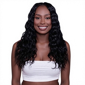 Extensions de cheveux humains vierges brésiliens Deep Wave pour tresses au crochet, pré-séparées, pré-bouclées, style Boho, noires - Product Image 4