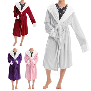 Factory Flannel Hooded Warm Mink Bath Robe Soft <strong>Housecoat</strong> <strong>for</strong> Men <strong>Women</strong> Adult Plush Fleece Dressing Gown Knee Length <strong>for</strong> Spring - Product Image 1