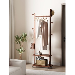 Floor-standing, space-saving solid wood coat <b>rack</b> for the bedroom, perfect for storing <b>clothes</b> next to the bed at night. - Product Image 1