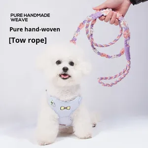 Venta al por mayor hecho a mano DIY perro Correa cuerda suave algodón Paracord resistente ecológico moda sólido personalizado caminar - Product Image 3