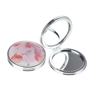 Liquid Quicksand Glitter Compact Mirror Round <b>Plastic</b> Double-Sided <b>Pocket</b> Makeup Mirror HD Glass Travel Cosmetic Mirror - Product Image 1