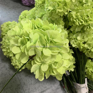 B-696 Compre al por Mayor Flores de Hortensia de Seda Verde para Decoración del Hogar, Ramas Largas Decorativas de Hortensia, Flores Artificiales Individuales Grandes - Product Image 6