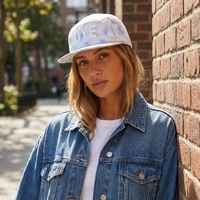Casquettes de sport en nylon tie-dye personnalisées à 5 panneaux, effet vieilli, broderie 3D, boucle métallique, style camp, vente en gros