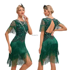 Vestido feminino vintage estilo 1920s sexy lantejoulas com gatsby para festas, vestido flapper feminino para reuniões anuais e ano novo, vestido de ano novo, 2024