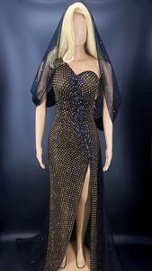 <span class=keywords><strong>Robe</strong></span> longue plissée noire élégante à une épaule <span class=keywords><strong>pour</strong></span> femme, idéale <span class=keywords><strong>pour</strong></span> les cérémonies <span class=keywords><strong>de</strong></span> mariage - Product Image 5