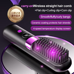 Peigne lisseur portable avec écran numérique, chauffe rapidement, <span class=keywords><strong>brosse</strong></span> coiffante pour une commodité en déplacement - Product Image 4