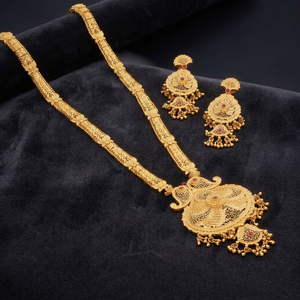 Ensemble de colliers longs en laiton plaqué or 14K 18K 24K, bijoux de mode, design floral, bijoux traditionnels, Oro Joyeria - Product Image 3