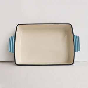 Plat de cuisson en fonte émaillée de 13 pouces Plat de cuisson rectangulaire antiadhésif Poêle à lasagne Plat à lasagne pour utilisation au four - Product Image 4