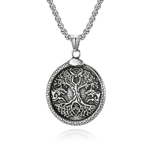 Collier pendentif Arbre du Monde Viking Nordique Vintage pour Homme, Chaîne en Acier Inoxydable, Bijou Cadeau, Design Géométrique Végétal - Product Image 5